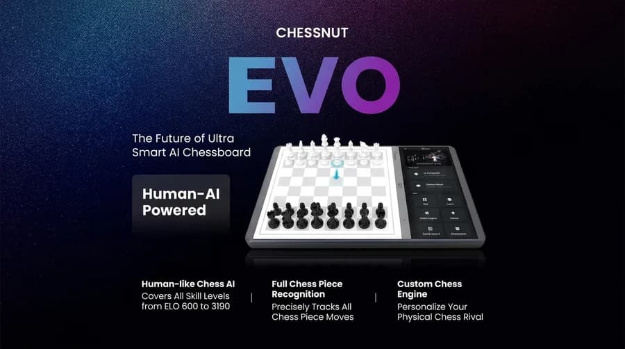 Chessnut Evo human-like AI chess engine feature overview