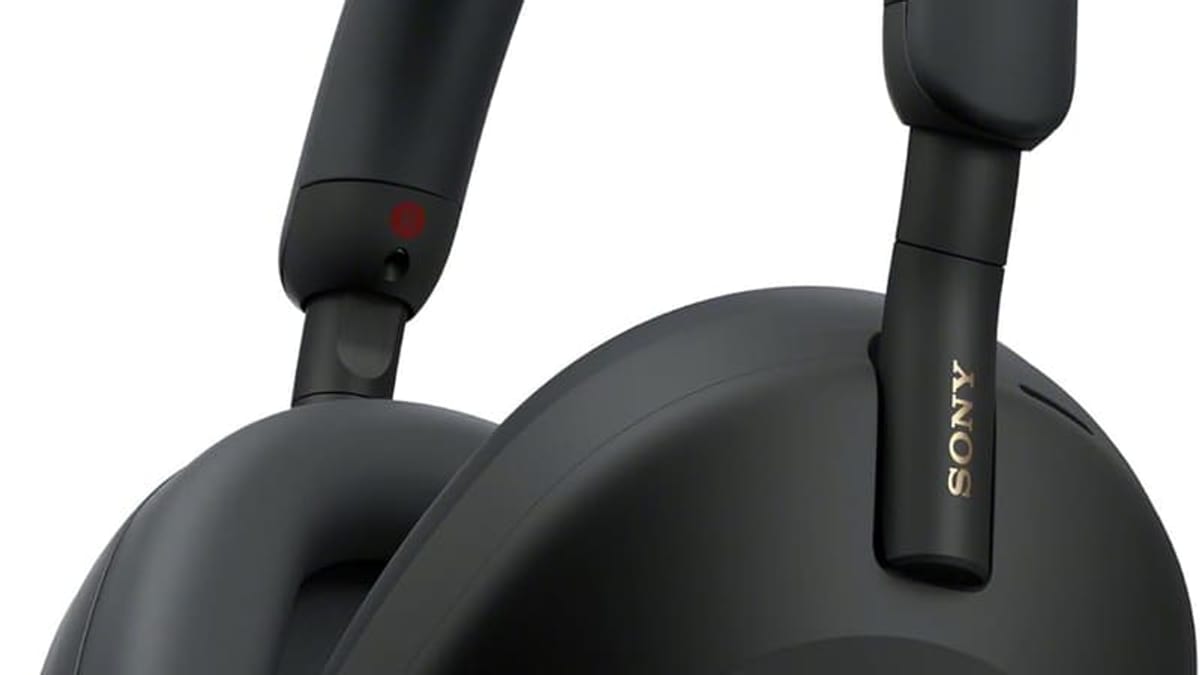 Sony WH-1000XM5 noise cancelling headphones on a desk