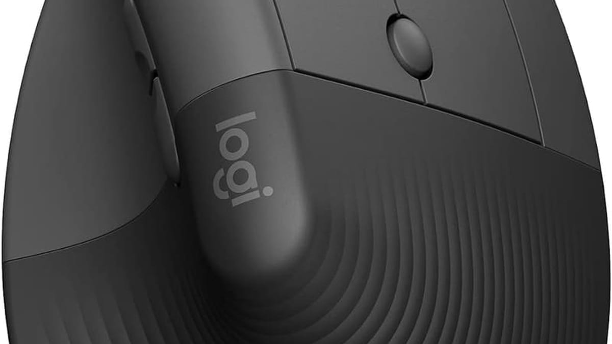 Logitech Lift vertical ergonomic mouse on a desk