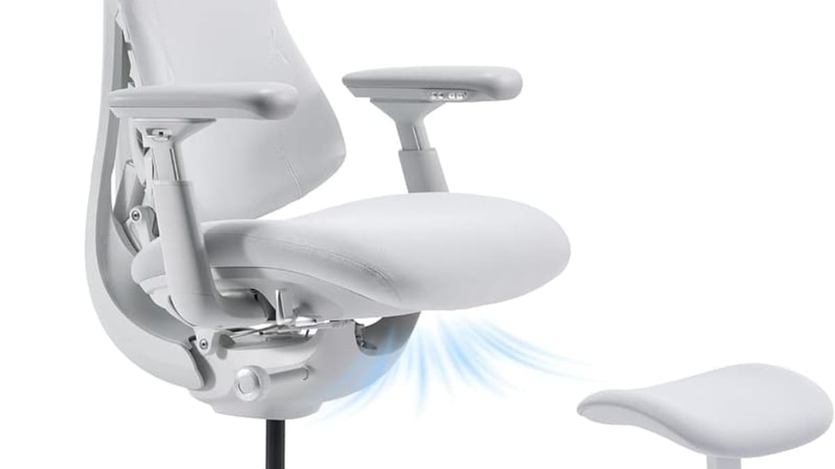 Ergonomic office chair with built-in fan and footrest
