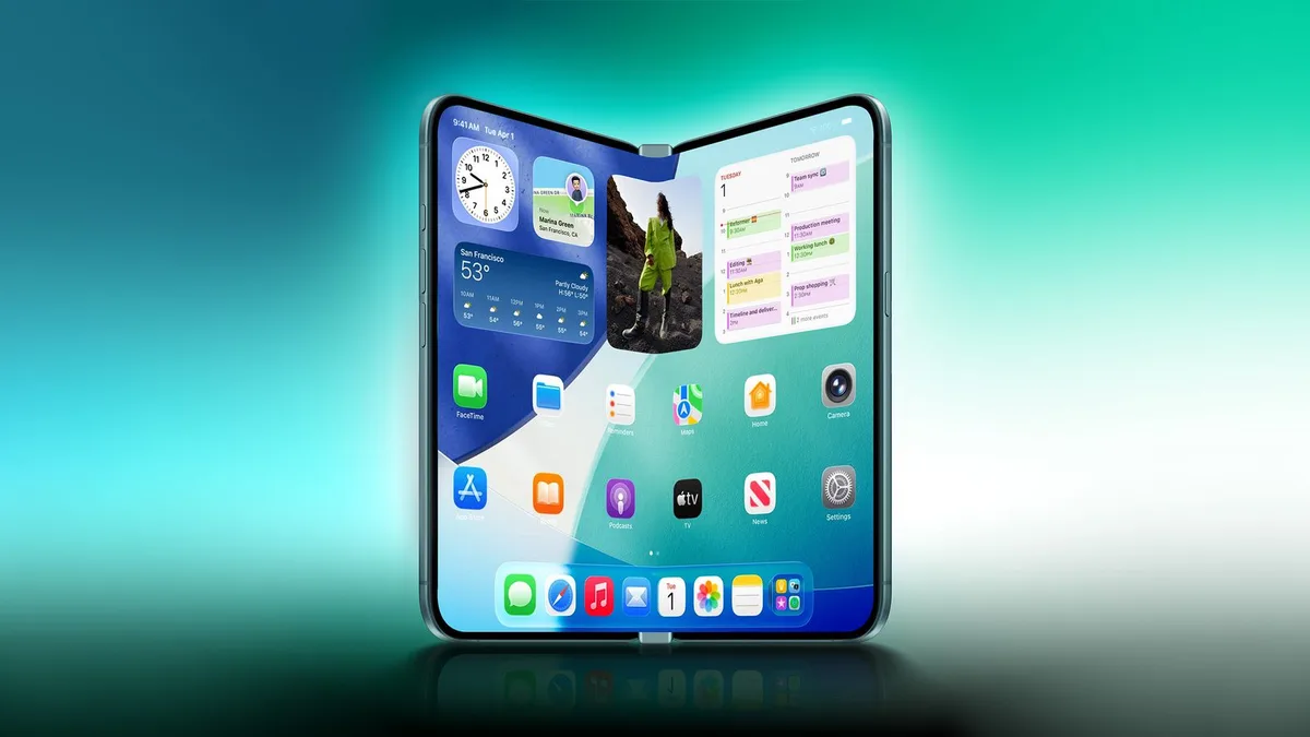 iPhone Ultra foldable iPhone concept showing unfolded home screen